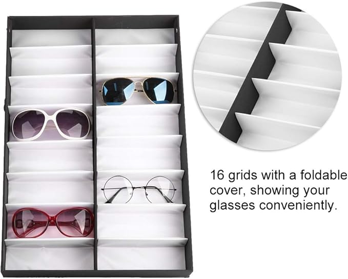 Glass Storage 16 Mesh Glasses Display Cabinet Sunglasses Storage Box Glasses Eyeglass Storage Box Sunglasses Display Rack Sunglasses Organizer for Women Men