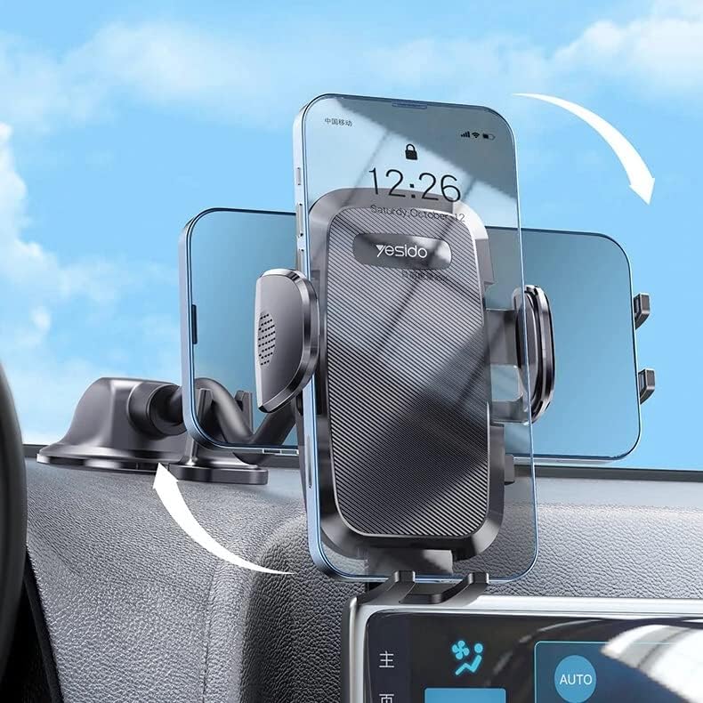 C140 Phone Holder 20Cm Flexible Clamp Arm ABS + Aluminum Alloy Auto extending clip by button Dashboard /windshield use