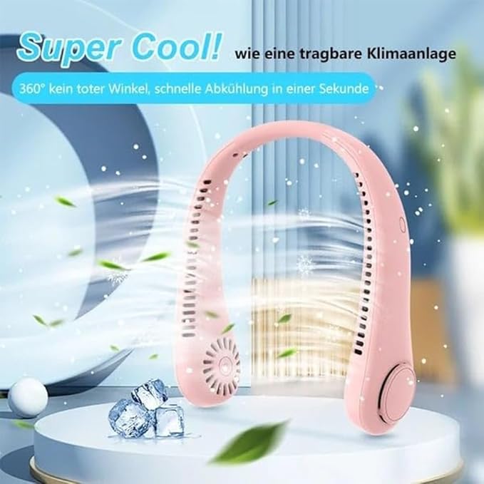 Collar Breeze Neck Fan, Collar Breeze Air Cooler, 2024 New Portable Neck Fan, Hands Free Bladeless Fan, 360° Cooling Personal Fan, Wearable Quiet Fan for Outdoor, 3 Speeds Adjustment