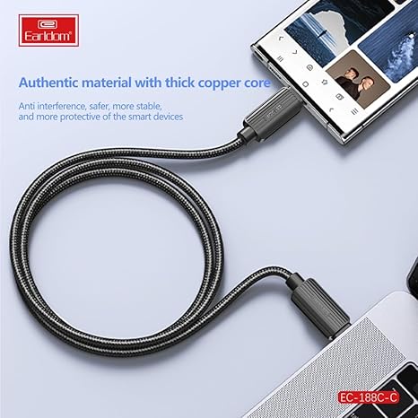 Earldom Nylon 60W PD Fast Charging Cable: Power Up Your Devices Quickly