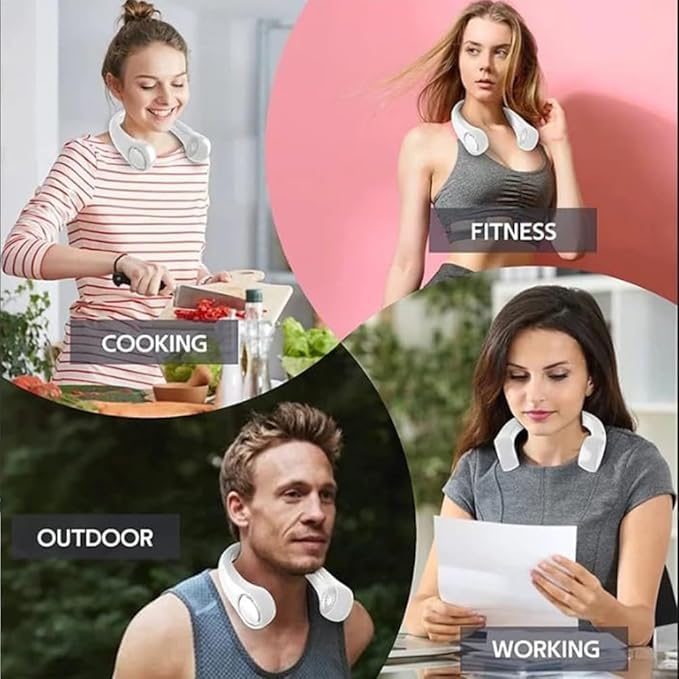 Collar Breeze Neck Fan, Collar Breeze Air Cooler, 2024 New Portable Neck Fan, Hands Free Bladeless Fan, 360° Cooling Personal Fan, Wearable Quiet Fan for Outdoor, 3 Speeds Adjustment