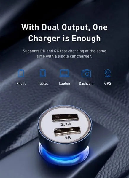 High-Power Dual USB Car Charger for Fast Charging on the Go