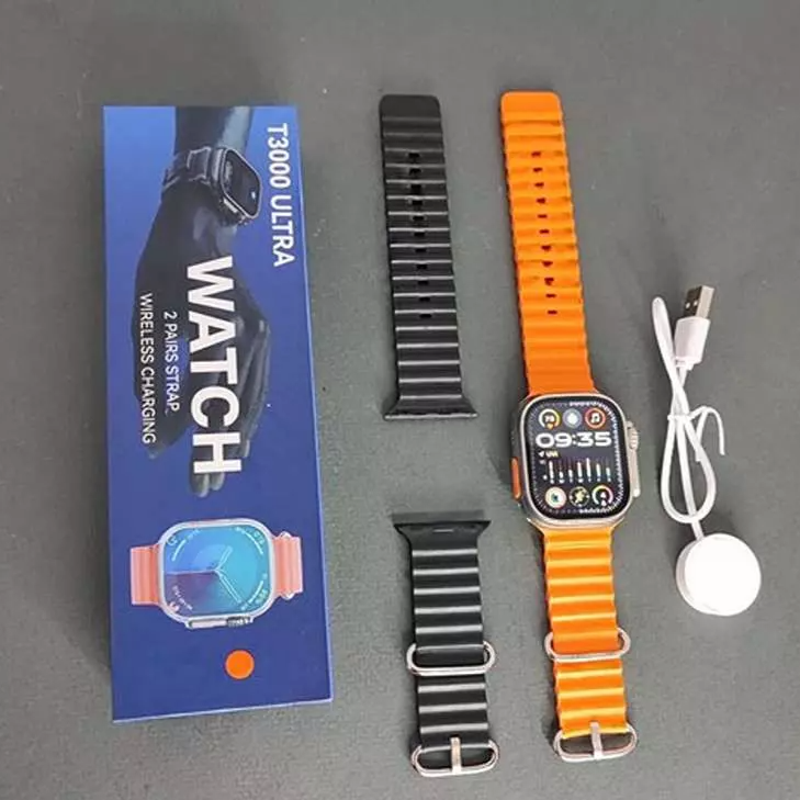 Swiga T3000 Ultra Smartwatch: 2 Pairs Strap, Wireless Charging