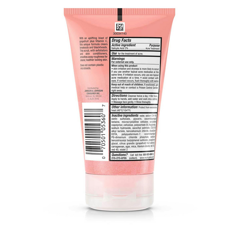 Neutrogena Oil-Free Acne Wash Pink Grapefruit Foaming Scrub - Clears Breakouts & Exfoliates for Smooth Skin