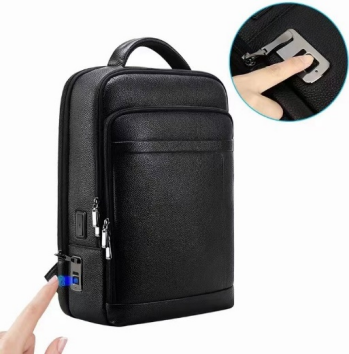 LEATHER BAG PACK FINGERPRINT LOCK