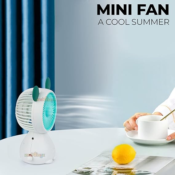 Fiddlerz Cute Mini Fan Handheld & Portable USB Rechargeable Fan with 2 Adjustable Speeds for Indoor Outdoor