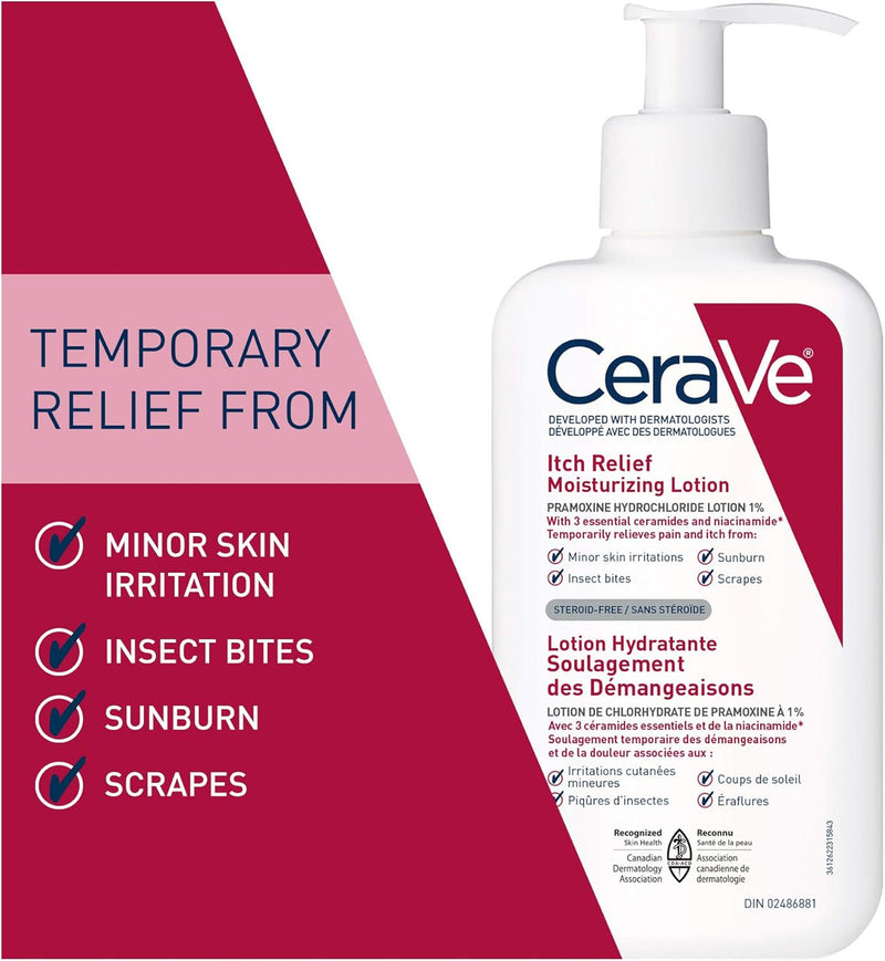 CeraVe Itch Relief Moisturizing Lotion 8 oz (237ml) – Fast-Acting Soothing Relief for Dry, Itchy Skin with Pramoxine Hydrochloride