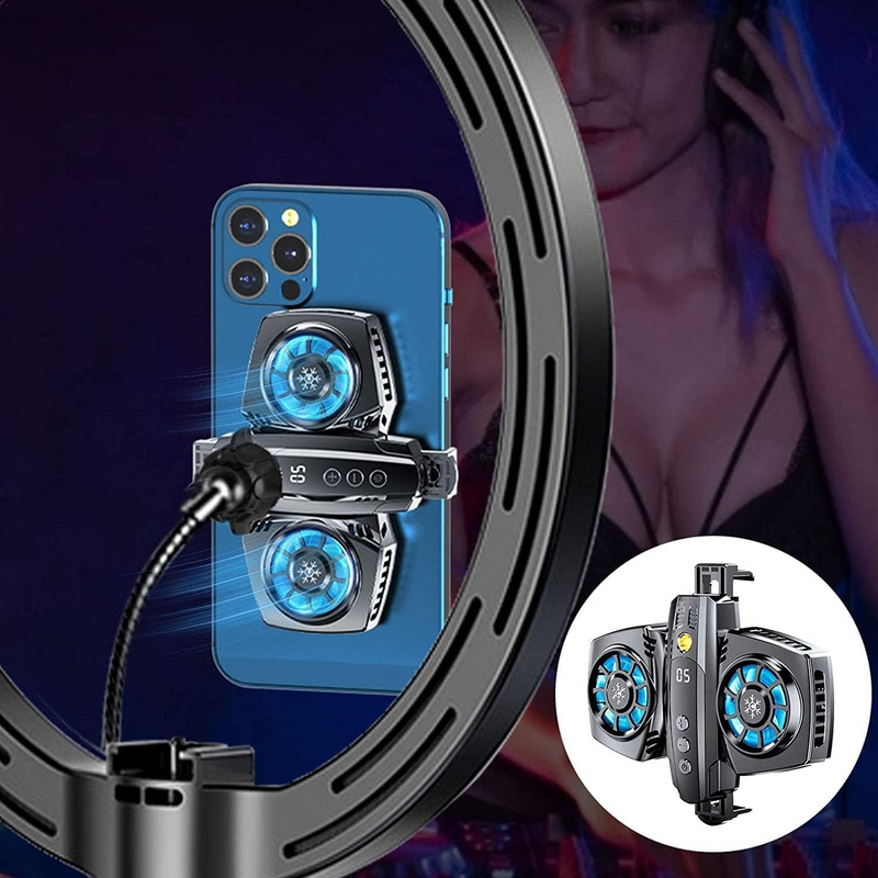 Earldom F05 Phone Cooler Fan with Dual Turbo Fans & Colorful Lights