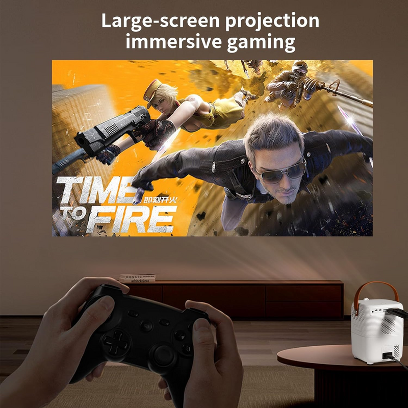 UMIIO Q1 Portable Video Projector 2.4/5G WiFi Bluetooth Quadrangle Trapezoid 0.8-5M Projection Distance 1920 * 1080 Resolution Android Projector For Move Music TV Game Casting with Tripod (Black)