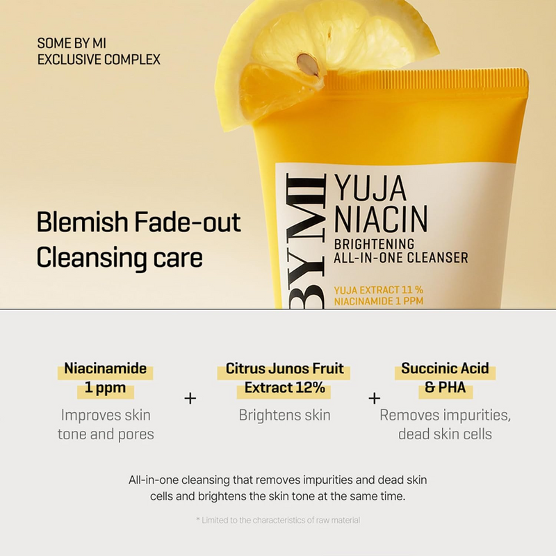 SOME BY MI Yuja Niacin Brightening All-In-One Cleanser with Yuja Extract & Niacinamide - Deep Cleansing for Radiant Skin