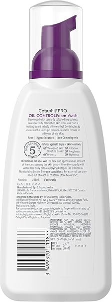 Cetaphil PRO Oil Control Foam Face Wash for Acne & Oily Prone Skin