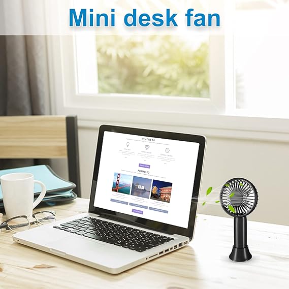 uper Mini Handheld Fan, Small Personal Portable Fan with Removable Base, USB Rechargeable Battery Operated Hand Held Fan with 3 Speeds for Women Men Kids Indoor, Outdoor, Makeup, Travel(Black)