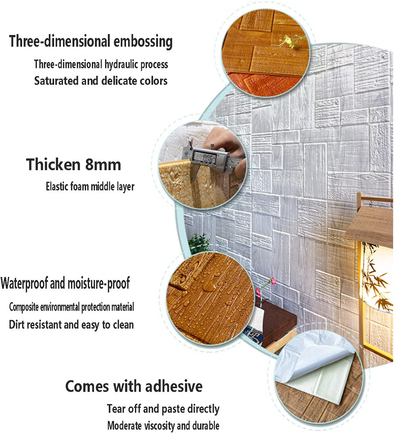 Wallpaper,3D Self-Adhesive Wall Panels, Modern Wall Sticker Wall Paper for Living Room Bedroom