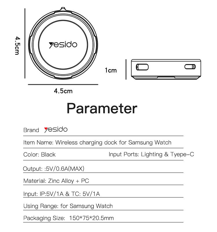 DS19 Watch Charger Wireless Magnet Charging For Galaxy Series