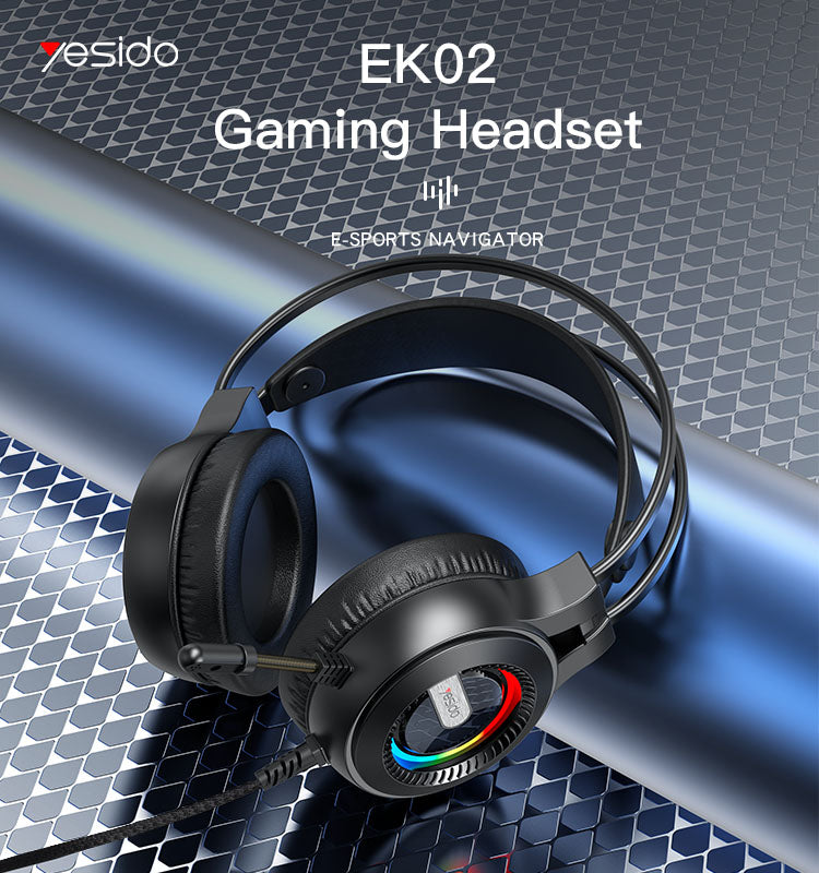 EK02 Professional Gaming  Headset With LED light on headset