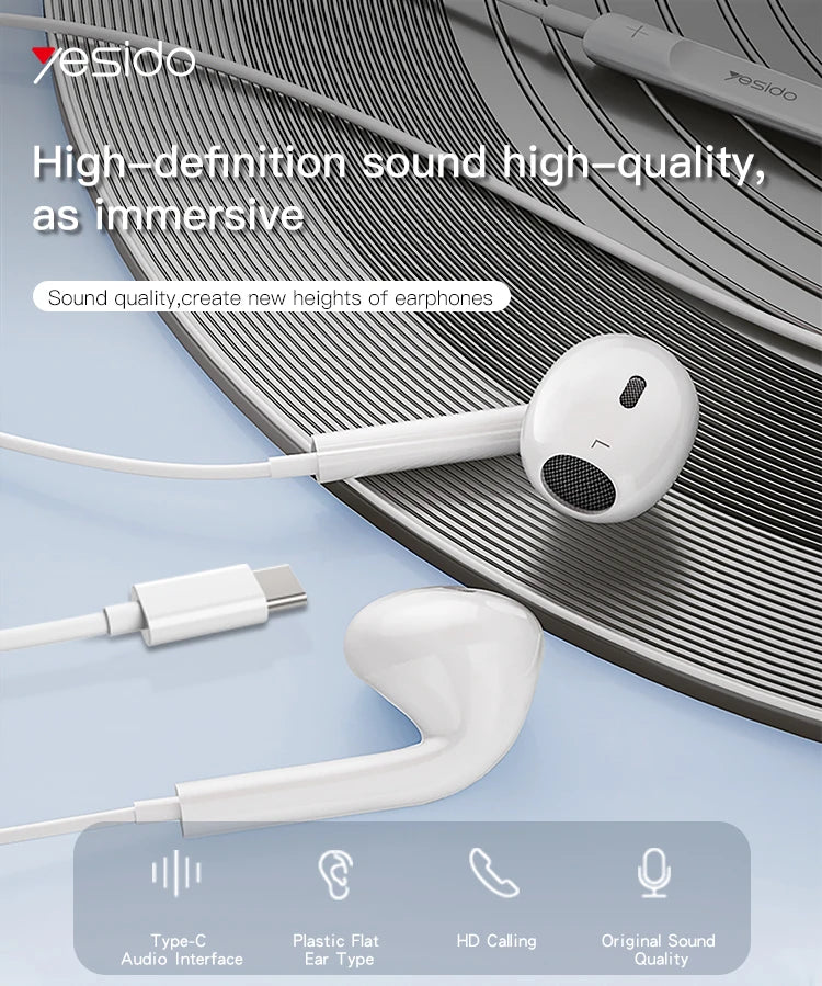 YH38 TYPE-C  Earphone Deep Bass Plug Socket:Type C Rated Input Power :3mW