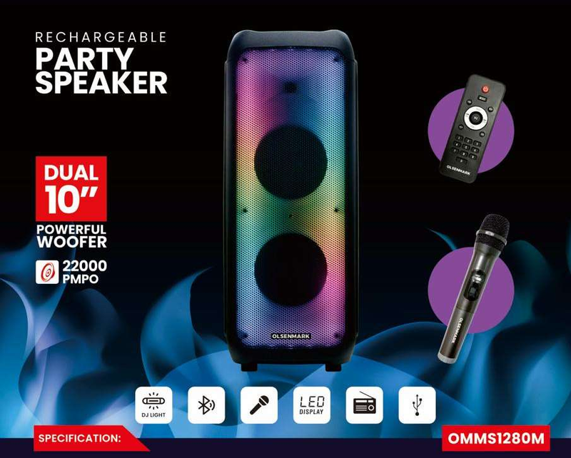 10"Rech Party Speaker/Tws/Usb/Bt/Mic 1x1