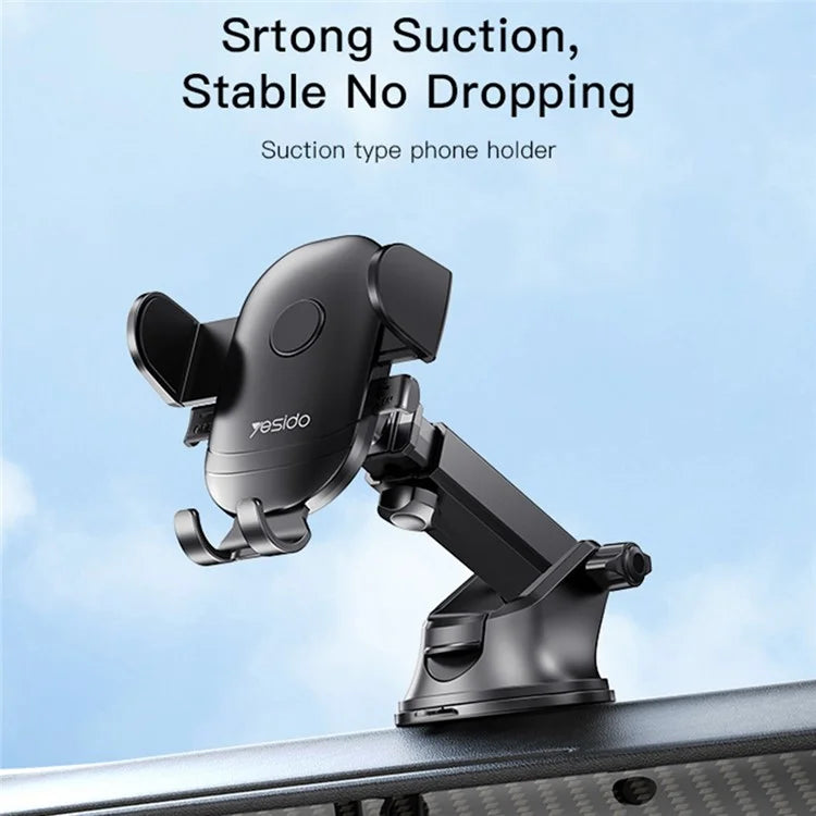 C138 Phone Holder Telescopic clamp arm extending clip by switch auto close by button Dashboard /windshield use ABS+Aluminum Alloy