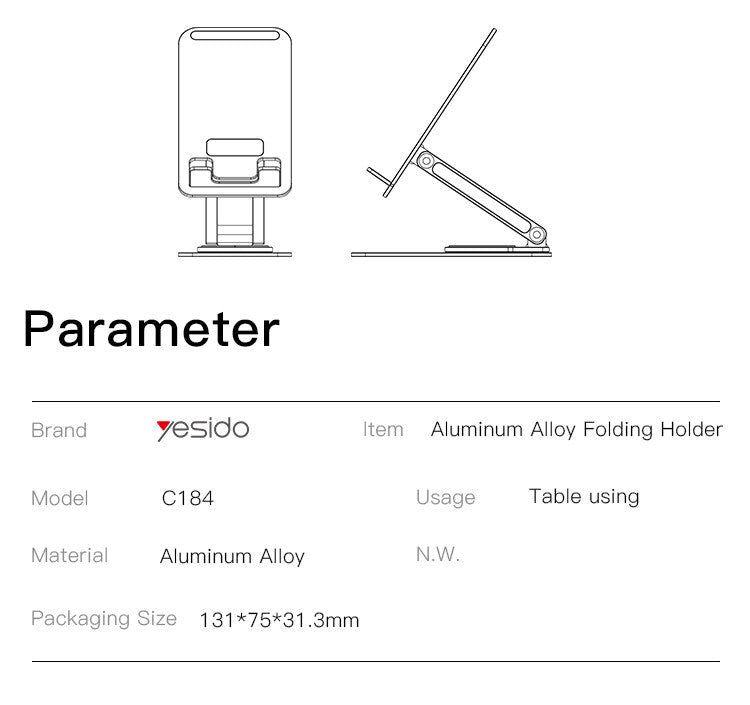 C184 Desktop stand Pure aluminium alloy Stand 360 Degree Rotation