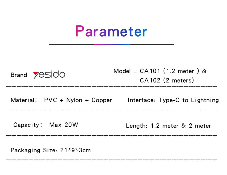 CA101 (27W)  -3A C & Lightning Data cable 1.2M 1.2m TPE+PC transparent gold braided data cable C-Lightning PD-20W Output : 3A