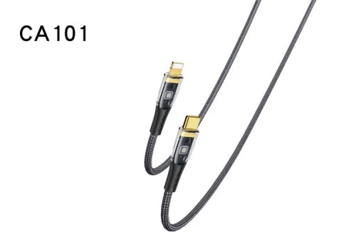 CA101 (27W)  -3A C & Lightning Data cable 1.2M 1.2m TPE+PC transparent gold braided data cable C-Lightning PD-20W Output : 3A