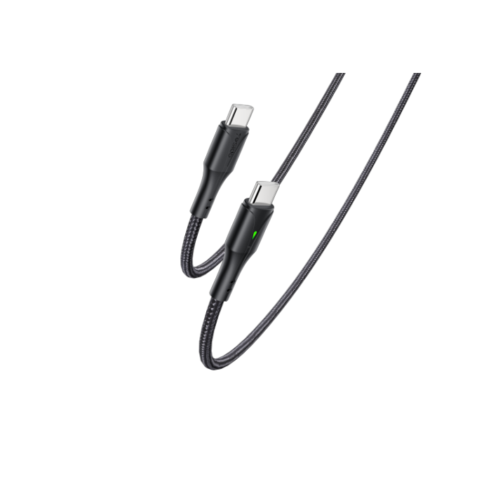 CA100 (60W) LED Display C &C Data cable 1.2M-3A 1.2m with LED light  TPE+ braided C-C PD60W data cable 65 pcs copper wire *2C 16 pcs copper wire *2C PVC+ PP braided OD: 4.0mm Output : 3A