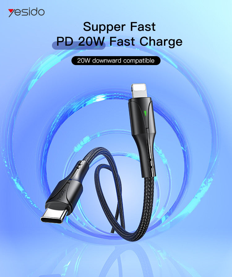 CA99 (27W) LED Display C &C Data cable 1.2M -3A 1.2m with LED light  TPE+ braided C-lighning PD20W data cable 65 pcs copper wire *2C 16 pcs copper wire *2C PVC+ PP braided OD: 4.0mm Output : 3A