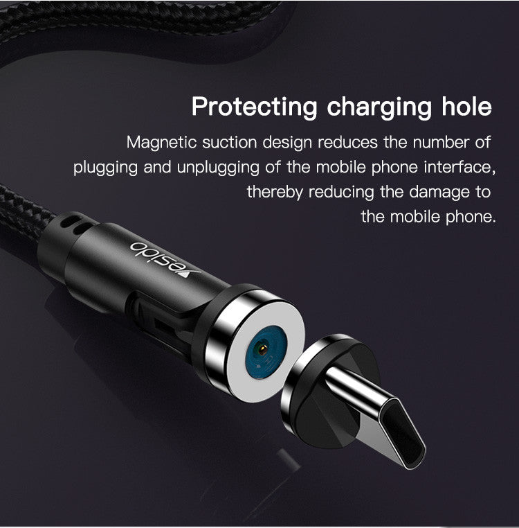 CA68 540°Rotation Magnetic data cable Nylon Braided Cable Compatible: For ALL mobile devices