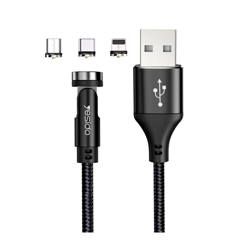 CA68 540°Rotation Magnetic data cable Nylon Braided Cable Compatible: For ALL mobile devices