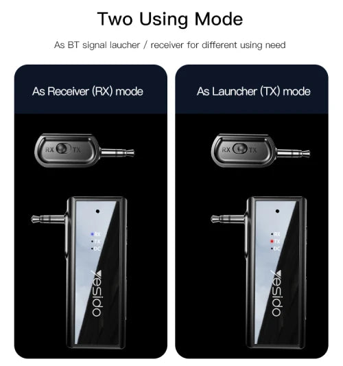 YAU41 Bluetooth Launcher /Receiver two mode adapter Bluetooth 5.1 receiver 3.5mm plug connector TX mode launch bluetooth RX mode receive bluetooth Built-in battery,Mic