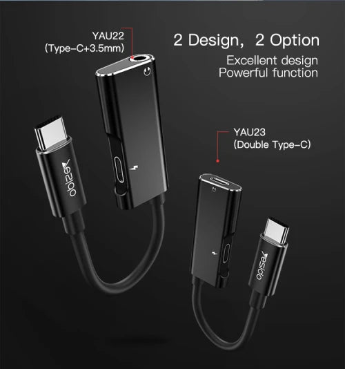 YAU23 Audio Adapter USB-C Fast Charge+music Type-C-Type-C