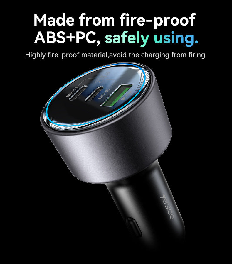 Y59 200W USB-A,TYPE C1,TYPE-C2 Car charger