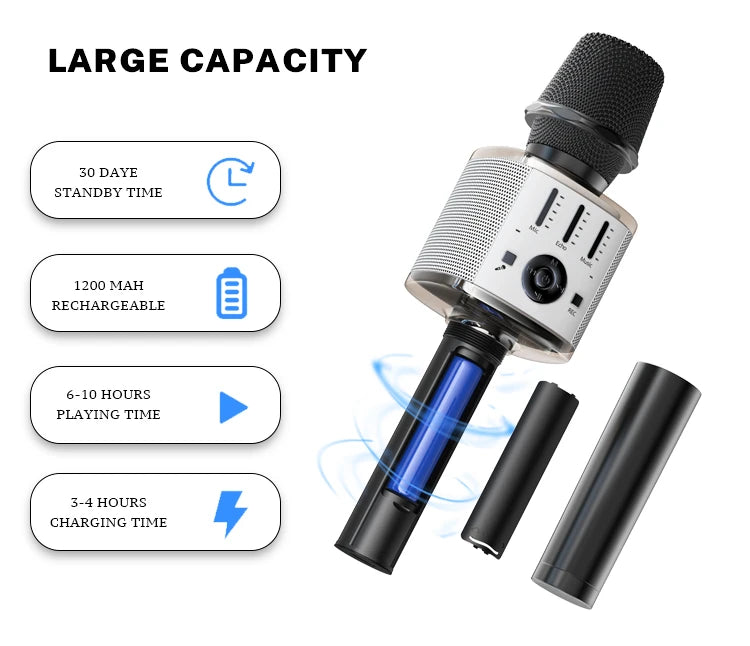 KR10 Karaoke Microphone With Speaker Built-in battery