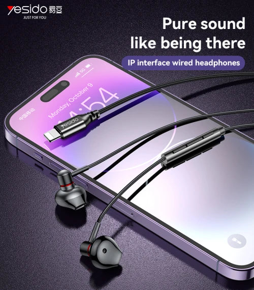 YH48 Lihgtning Aluminum Alloy Earphone (Directly use) Lihgtning plug earphone Directly Use