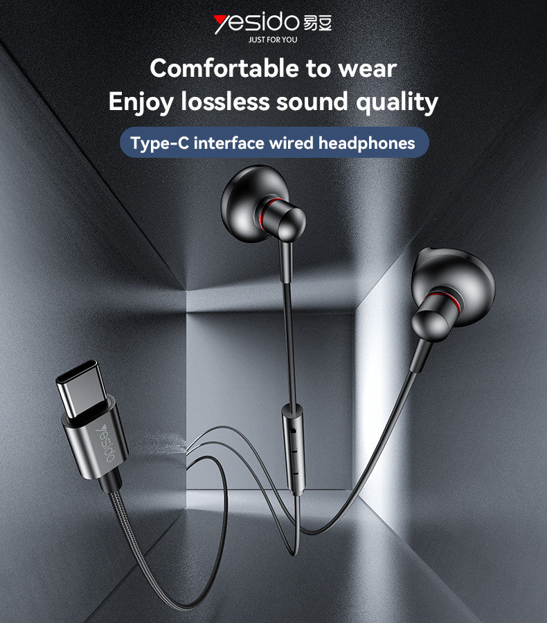 YH49 Type-C Aluminum Alloy Earphone Type-C plug earphone