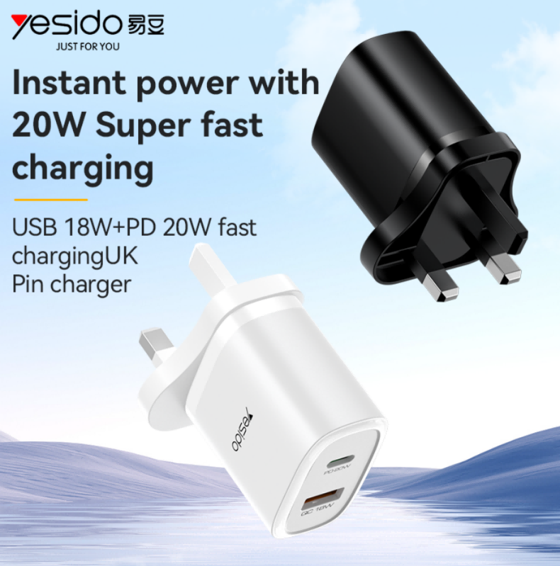 YC49 UK 20W Fast Charging Home  Charger(USB-A+TC)