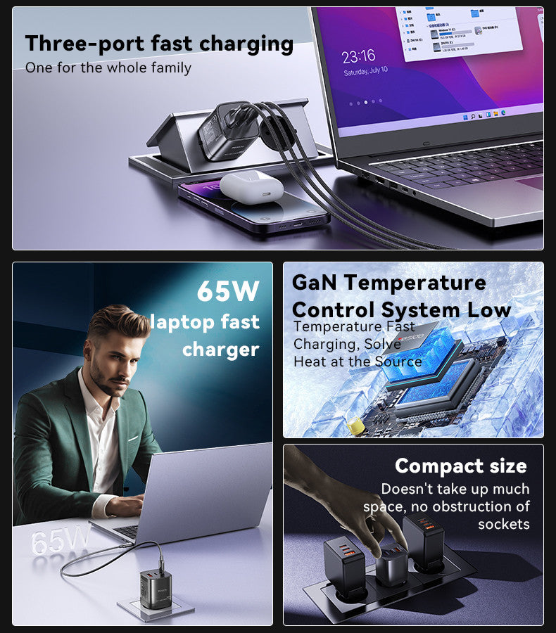 YC84 65W GaN Fast Charge (A+C+C)