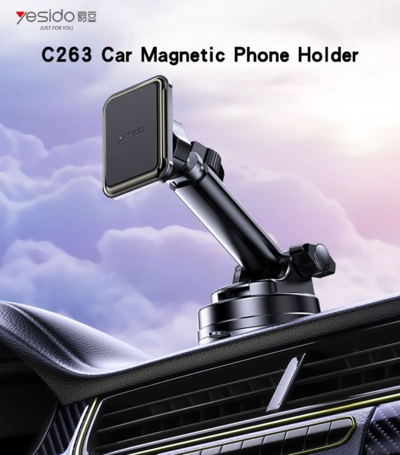 C263 Magnetic Phone Holder Private mold Material: ABS+Magnets (6pcs N52) 360 degree rotating 360 degree rotating base Telescopic Clamp Arm