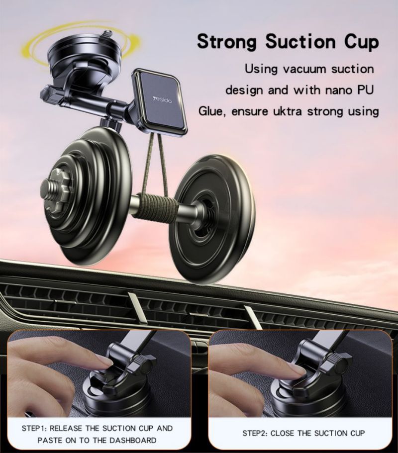 C263 Magnetic Phone Holder Private mold Material: ABS+Magnets (6pcs N52) 360 degree rotating 360 degree rotating base Telescopic Clamp Arm