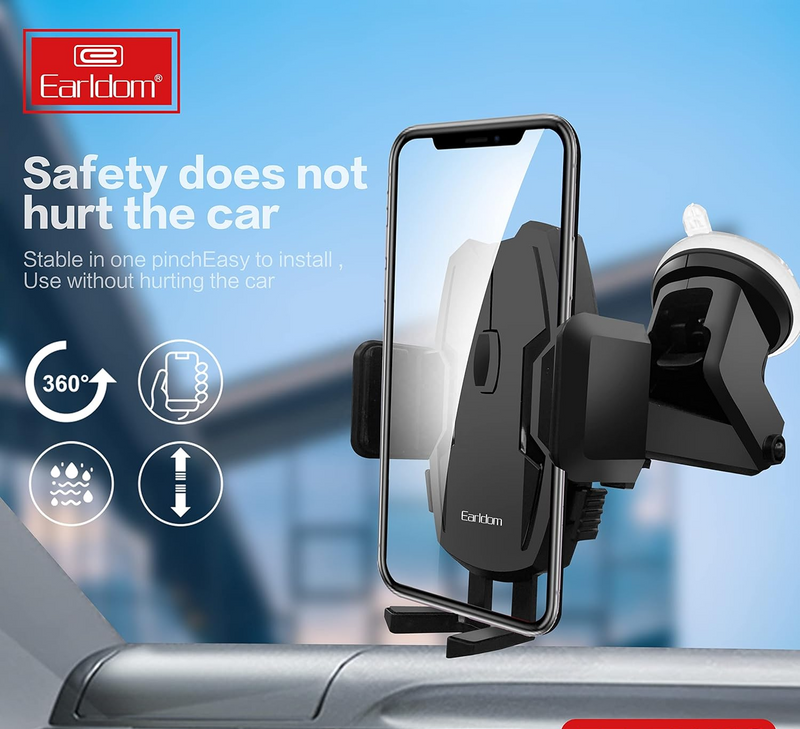 Car Phone Holder with Strong Suction Cup and 360-Degree Rotation