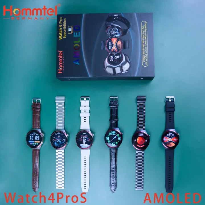 Hommtel WATCH 4 Pro AMOLED Smartwatch with 3 Straps | 1.62" Full HD Screen | Heart Rate & Fitness Tracker | 490mAh Battery