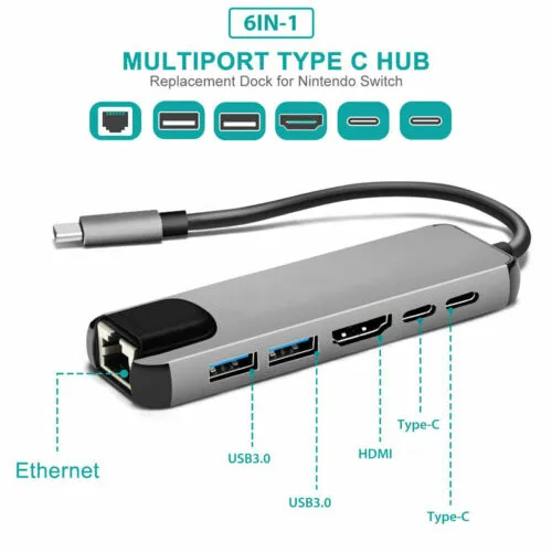 Type-C Hub with LAN, USB, and 4K HDMI