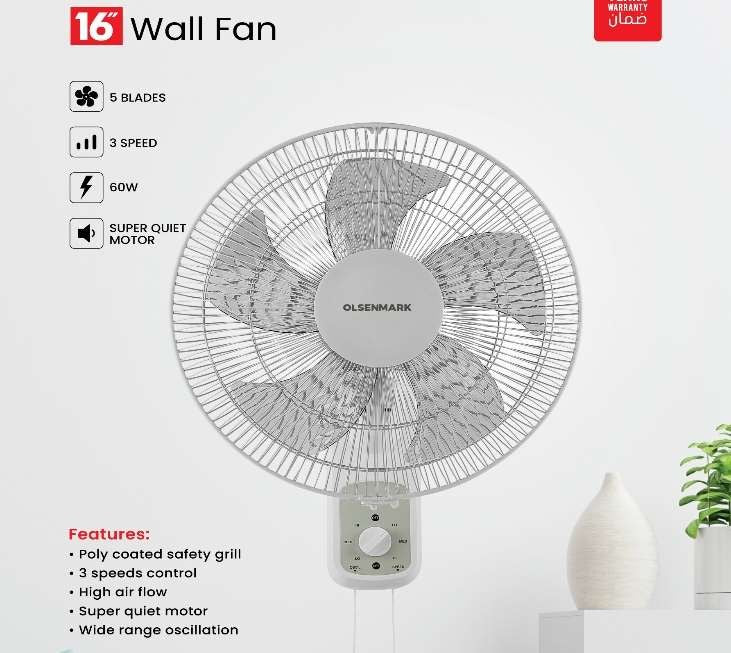 16" Wall Fan /3 Speed/Oscltion1x2