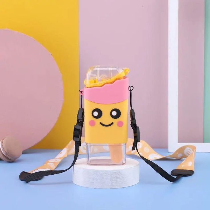 Happy Face Water Bottle with Straw - Perfect for Kids!