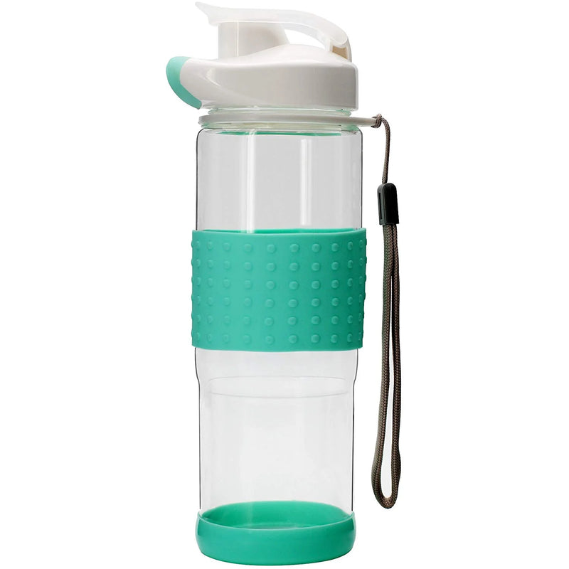 Portable Glass Water Bottle with Silicone Grip