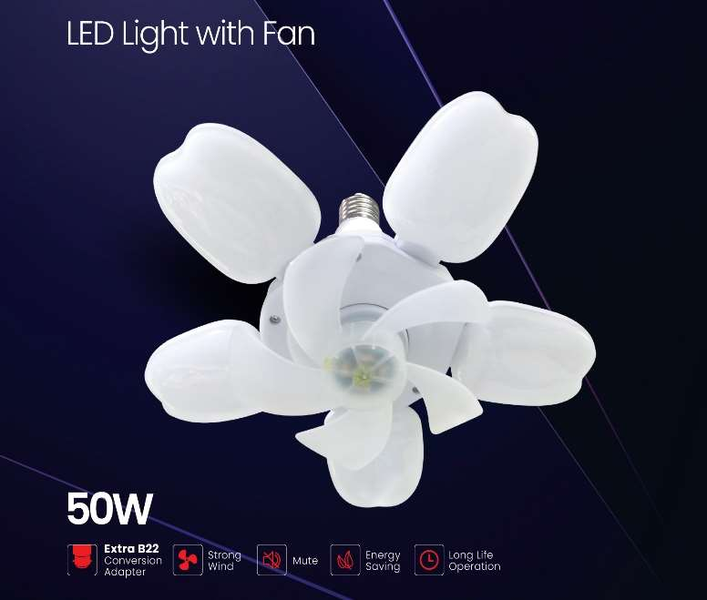 Led Light/6" Fan/Remote/Extra B22 1x40