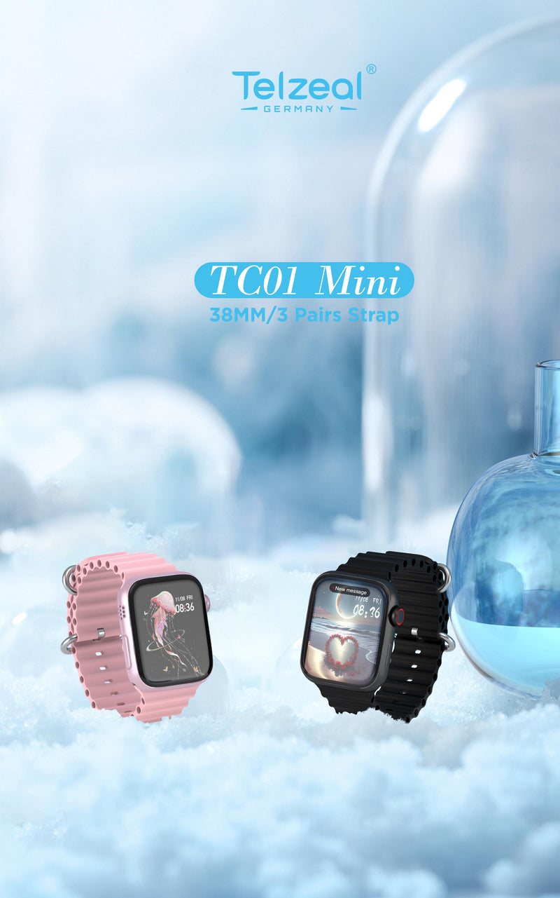 Telzeal TC01 Mini Smartwatch - Elegant Floral Design with Advanced Health Monitoring Features