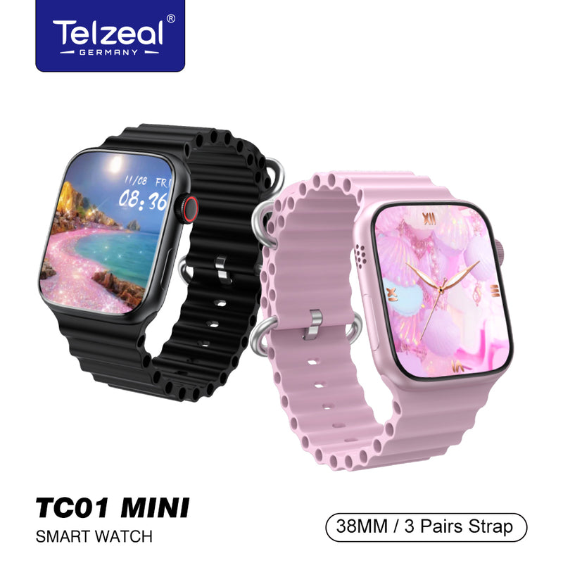 Telzeal TC01 Mini Smartwatch - Elegant Floral Design with Advanced Health Monitoring Features