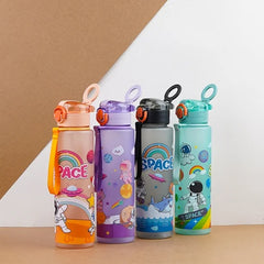 Space-Themed Water Bottle for Kids - Purple with Astronaut Design