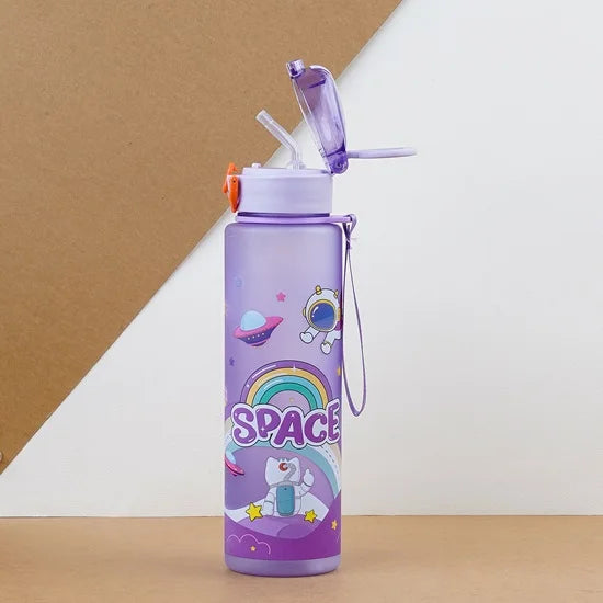 Space-Themed Water Bottle for Kids - Purple with Astronaut Design